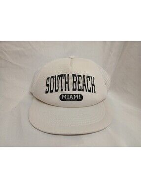 South Beach Miami Surf Style White Trucker Snapback Cap Hat